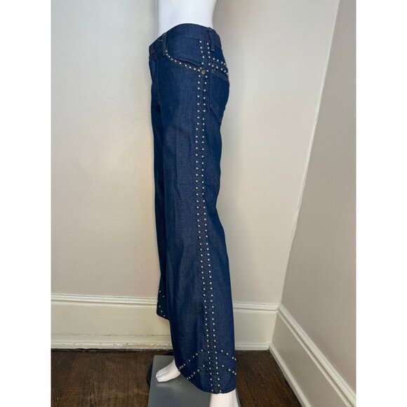Vintage 1970s Flare Leg Studded Jeans, The Lemon Frog Shop, Sears, 29x30.5, Low - Picture 4 of 8